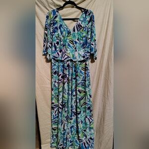 Pappagallo Vibrant Blue and Green Dress